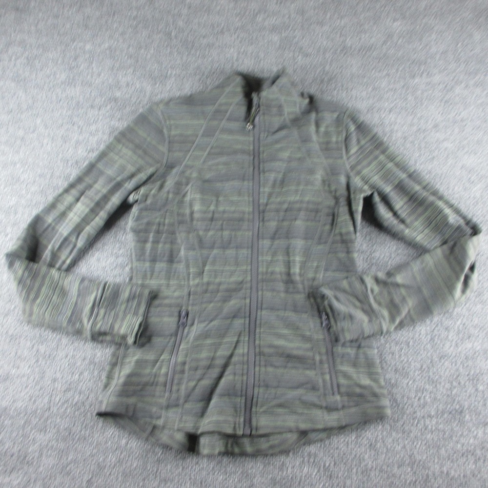 Lululemon‎ Define Jacket Womens 10 Gray Stripe Full Zip Vented Back Gym Athletic